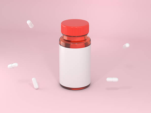 istock Supplement Vitamin pill black bottle with capsules 3D render 2245584319