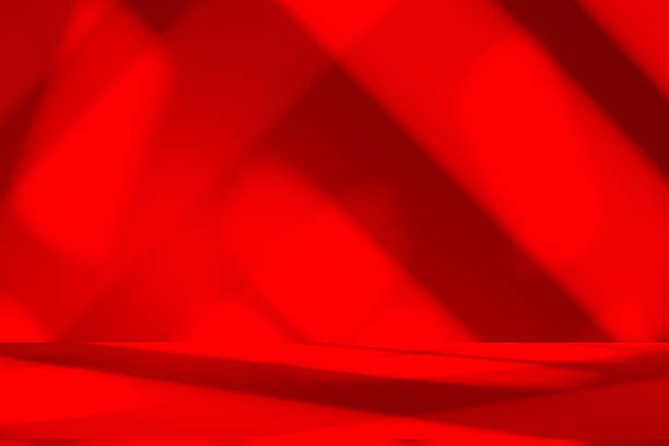 istock Studio style background wall decoration presentation uses white and red tones. with shadows cast from a nearby window, concept creating a decorative 2245586366