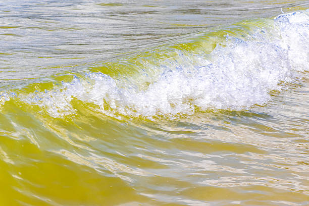 Waves turquoise blue water and sand at tropical beach and sea in Patong Beach Kathu District Phuket Island Province Southern Thailand in Southeast Asia.