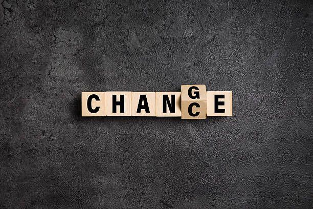 flip wooden blocks with change and chance words isolated on dark background