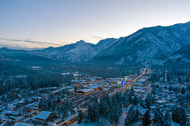 istock Aerial view of Leavenworth at sunset 2245605595