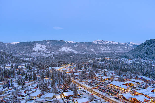 istock Aerial view of Leavenworth at sunset 2245605596