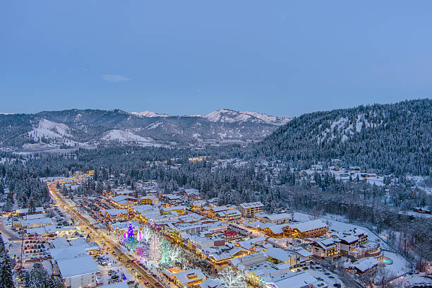 istock Aerial view of Leavenworth at sunset 2245605598