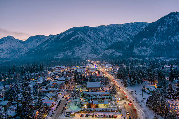 istock Aerial view of Leavenworth at sunset 2245605601