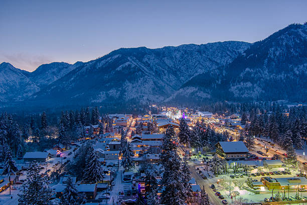 istock Aerial view of Leavenworth at sunset 2245605616