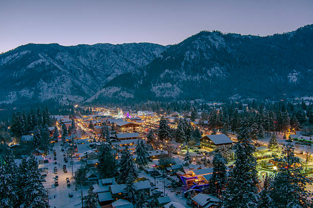 istock Aerial view of Leavenworth at sunset 2245605617