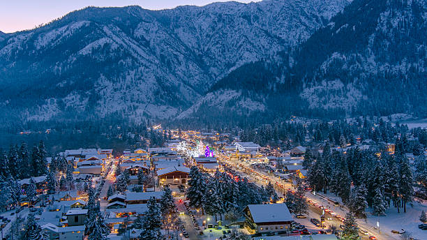 istock Aerial view of Leavenworth at sunset 2245605636