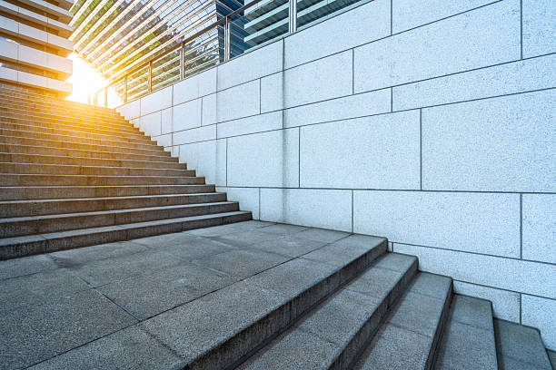istock Cement steps background to the office building. 2245606834