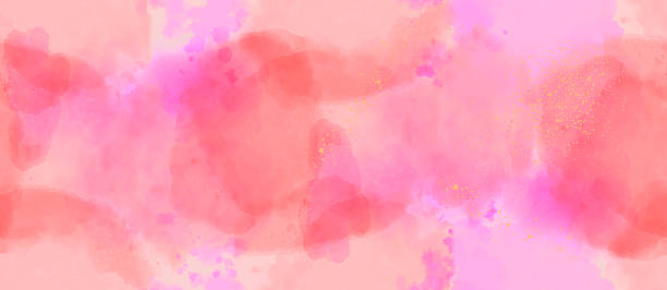 istock Watercolor Seamless Pattern with Pink, Red and Peach Tones and Gold Specks. 2245608282