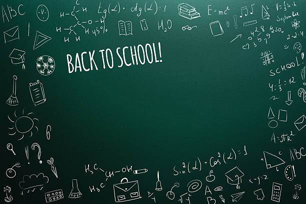 istock Back to school chalkboard with educational doodles and cheerful message 2245612795