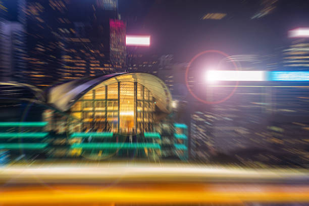 Hong Kong city creative radial blur effect