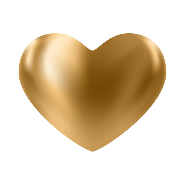 istock Gold glossy 3d heart. Luxury realistic heart balloon. 2245623118