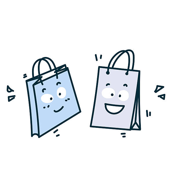 cute shopping bag character cartoon doodle