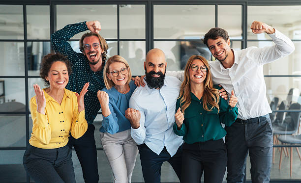 istock Business team celabrating after achieving goals 2245627861