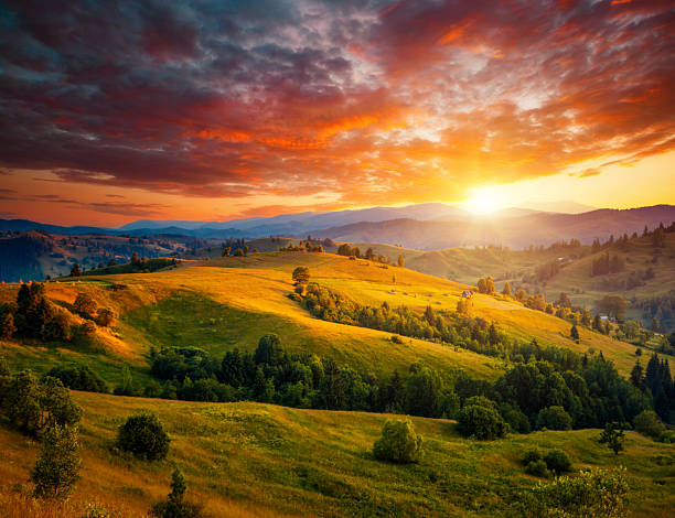 istock Incredible summer sunset in a mountain valley. 2245630265