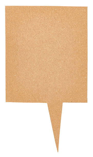 istock Blank empty brown cardboard paper speech bubble with copy space for text on white background design element 2245637138
