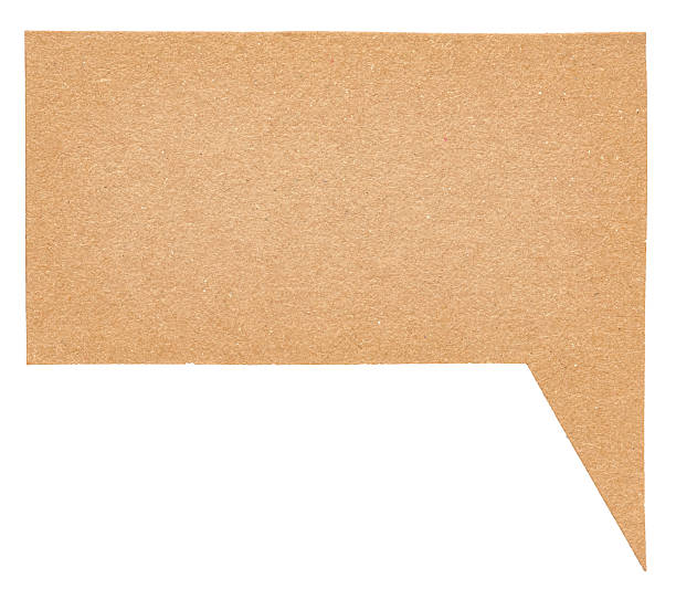 istock Blank empty brown cardboard paper speech bubble with copy space for text on white background design element 2245637161