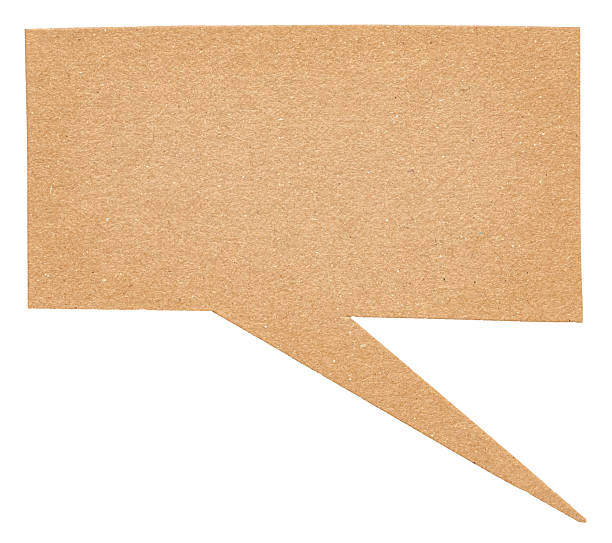 istock Blank empty brown cardboard paper speech bubble with copy space for text on white background design element 2245637185