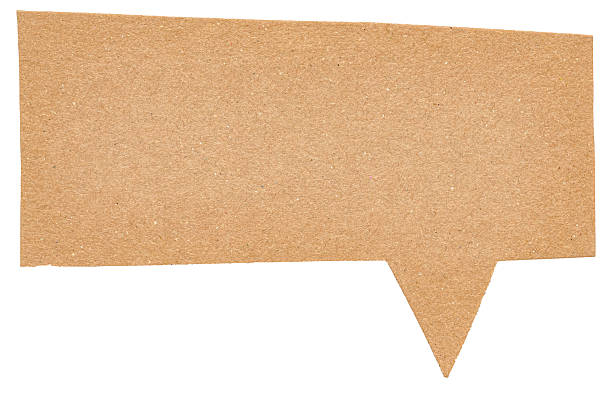 istock Blank empty brown cardboard paper speech bubble with copy space for text on white background design element 2245637186