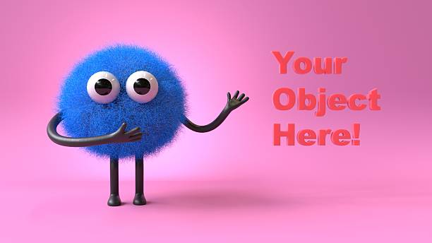 istock Fluffy, cute monster presents a space for 