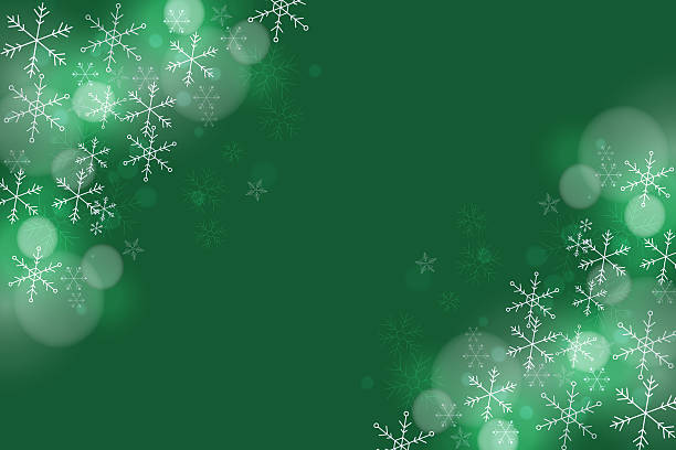istock Winter Green Background with Sparkling Snowflakes and Bokeh Lights 2245640347