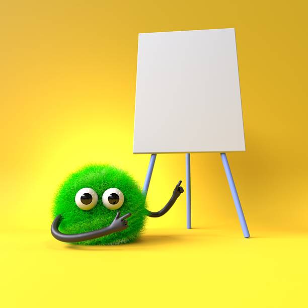 istock Fluffy, cute monster with blank canvas 2245640691