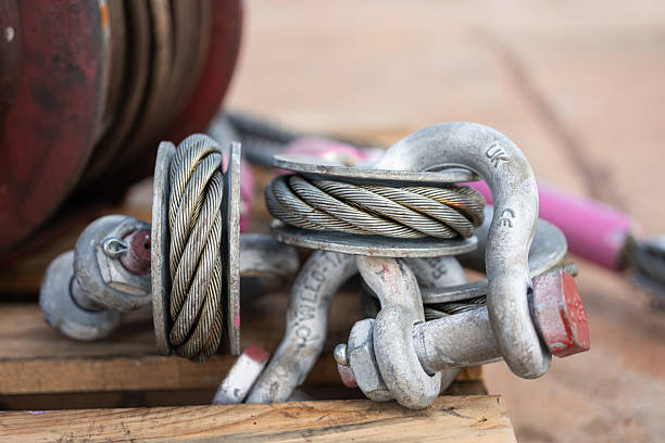 istock Wire rope sling and shackle device, Industrial equipment object. 2245643355