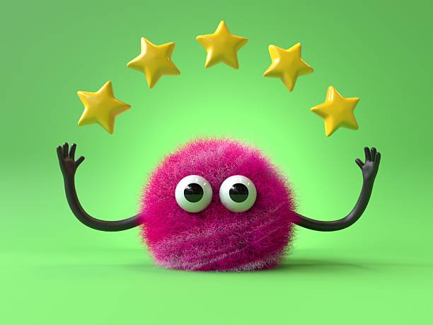 istock Fluffy, cute monster with five stars 2245644223