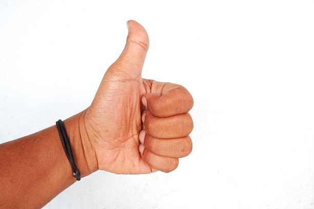 Thumbs Up Gesture of Man Isolated on White Background
