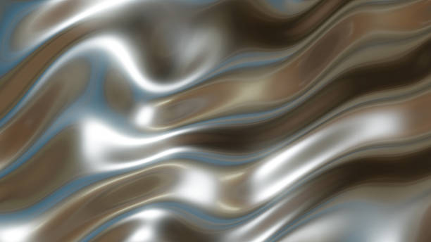 istock Silver chrome metal background, shiny and lustrous metal pattern texture, silky liquid chrome waves. 2245648327