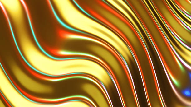 istock Multicolored striped background, 3D lines design, abstract neon colored metallic wallpaper. 2245648345