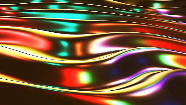 istock Multicolored striped background, 3D lines design, abstract neon colored metallic wallpaper. 2245648357