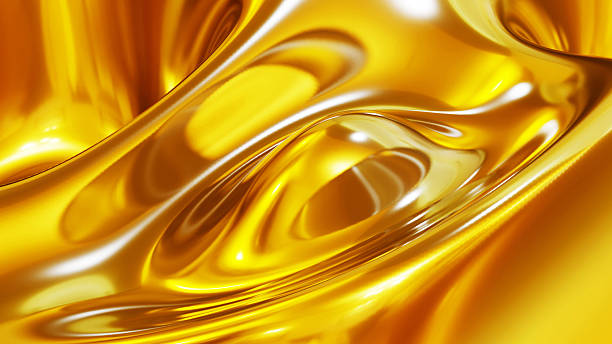 istock Liquid gold chrome waves background, shiny and lustrous golden metal pattern texture, silky 3D illustration. 2245648361