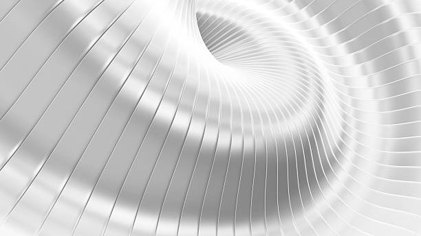 istock Silver and white striped background, 3D wavy pattern, elegant abstract striped wallpaper bright illustration. 2245648369
