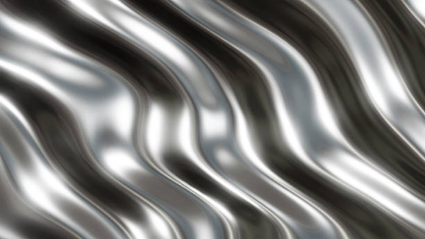 istock Silver chrome metal background, shiny and lustrous metal pattern texture, silky liquid chrome waves. 2245648374