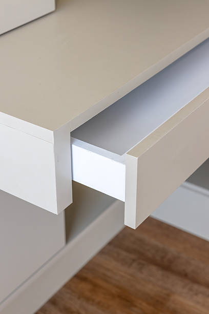istock white desk of a office with open drawer 2245651712