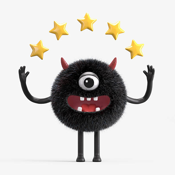 istock Fluffy, cute monster with five stars 2245651837