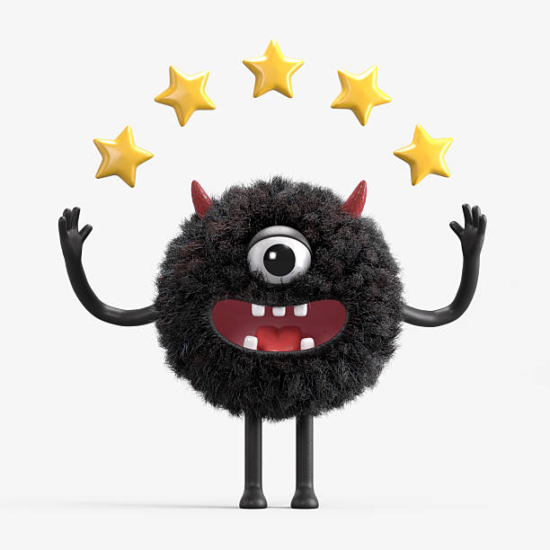 istock Fluffy, cute monster with five stars 2245656078