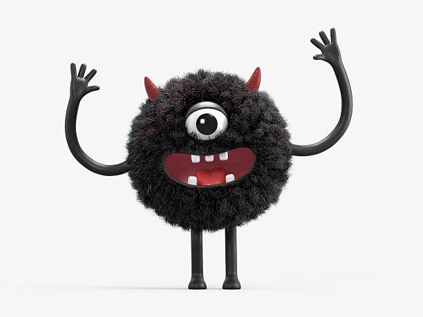 istock Fluffy, cute monster with raised arms 2245656121