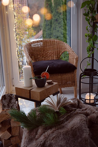 istock Cozy reading nook with comfortable furnishings 2245657435