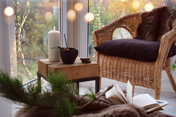 istock Cozy reading nook with comfortable furnishings 2245657439