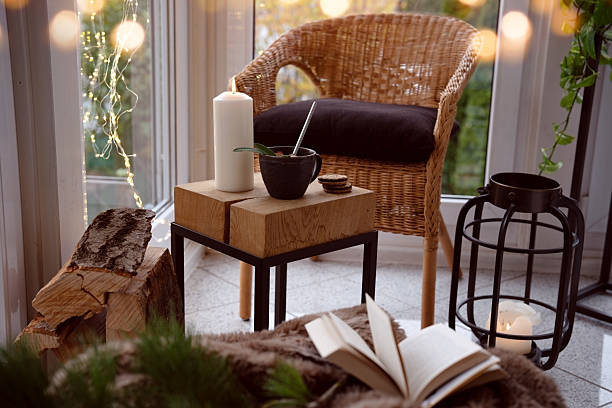 Cozy reading nook with comfortable furnishings