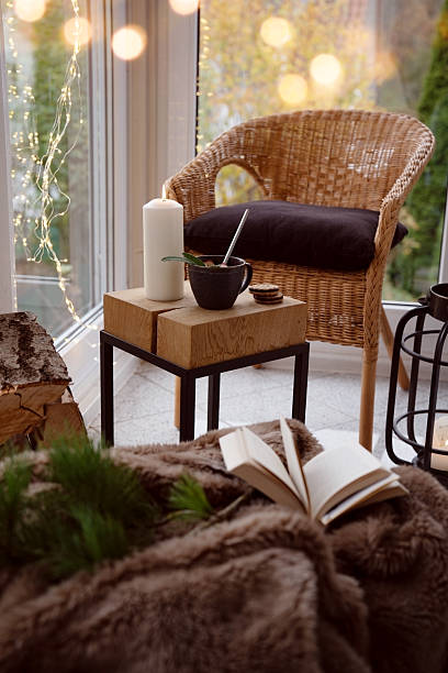 istock Cozy reading nook with comfortable furnishings 2245657450