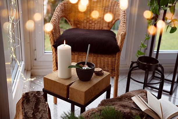 istock Cozy reading nook with comfortable furnishings 2245657456