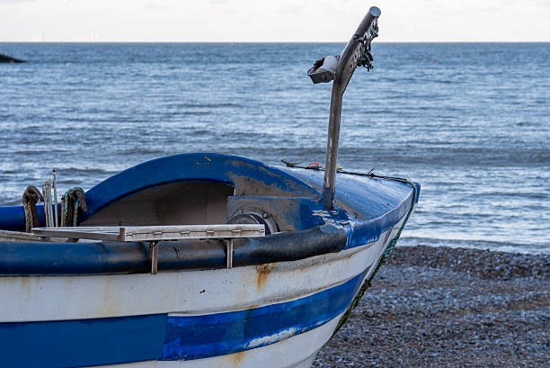 Close up of a traditional crab fishing boat on Cromer beach, North Norfolk coast