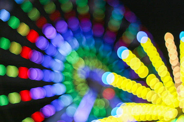 istock Abstract bokeh background from Ferris wheel lights. Vibrant, colorful texture for party or festival concepts. 2245668568