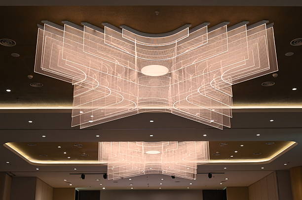 Ceiling of the building with modern lights