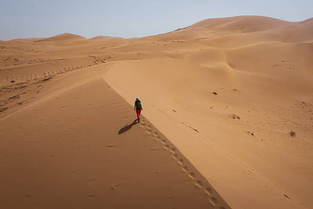 istock Woman backpacking in the desert 2245681321