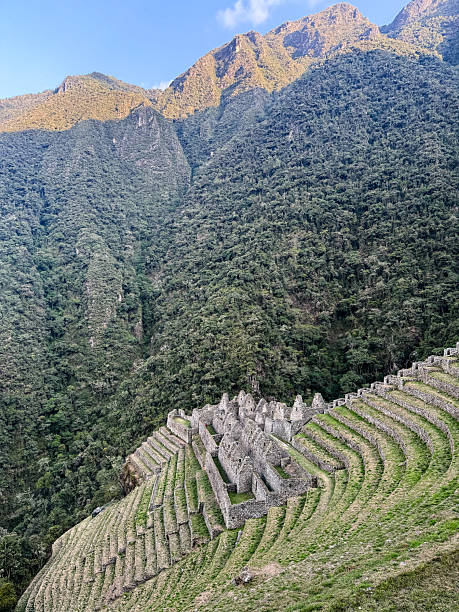 Agricultural terraces and mountain slope stock photo