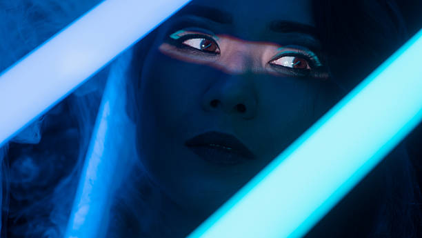istock Asian Woman Portrait in Neon Light 2245682550